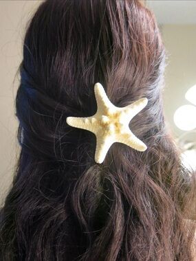 Natural Cream Starfish Hair Clip Beach Accessory